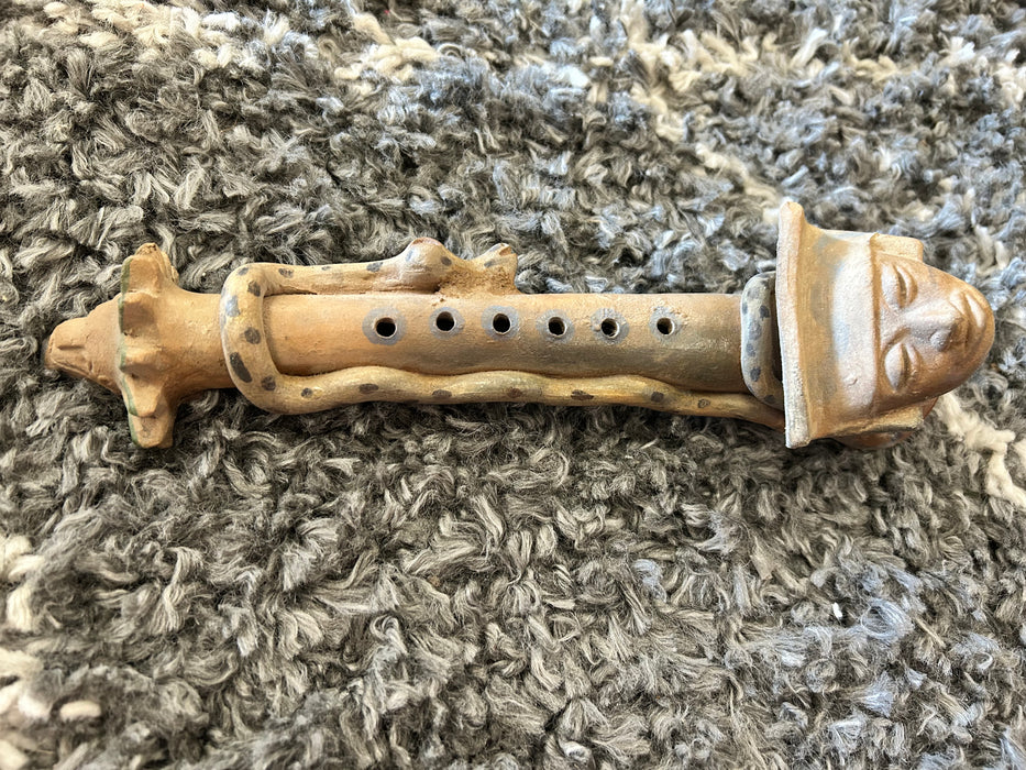 Vintage aztec mayan pottery flute 33897
