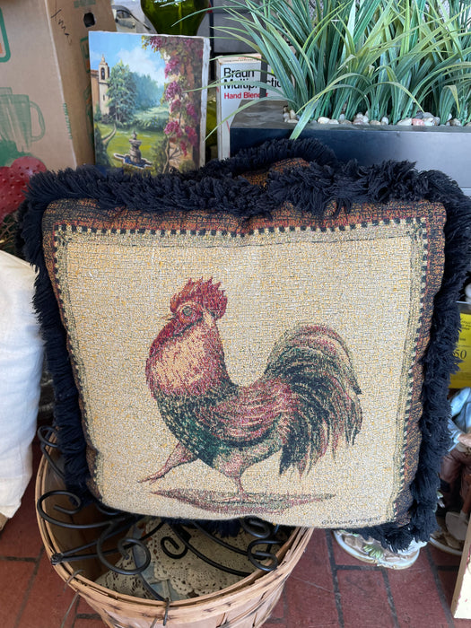 Rooster woven pillows with frilled edge 2pc set 32989