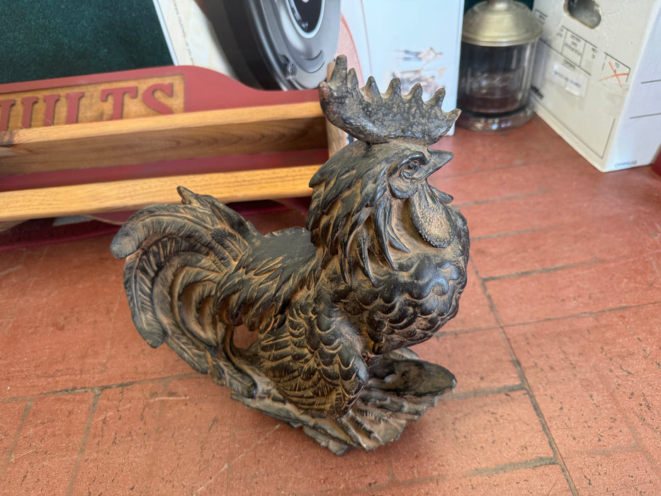 Large black rooster sculpture 33007