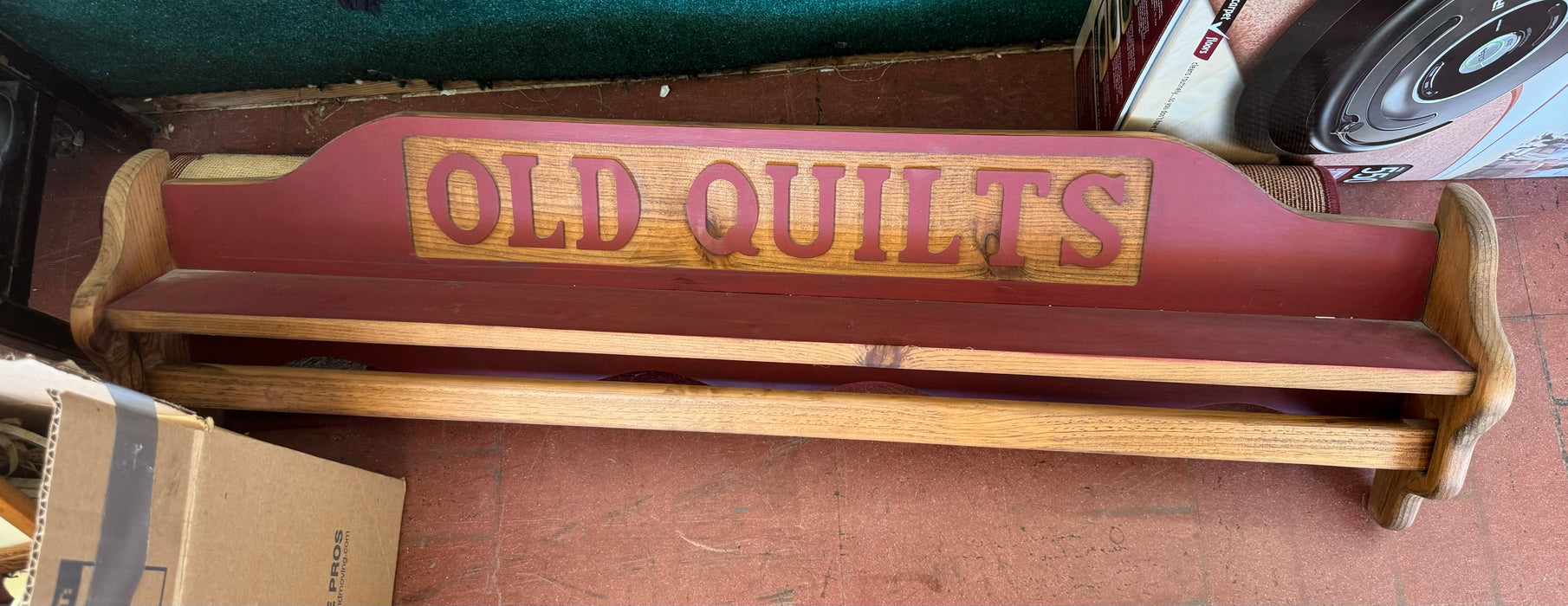 Old quilts wood wall shelf 33010