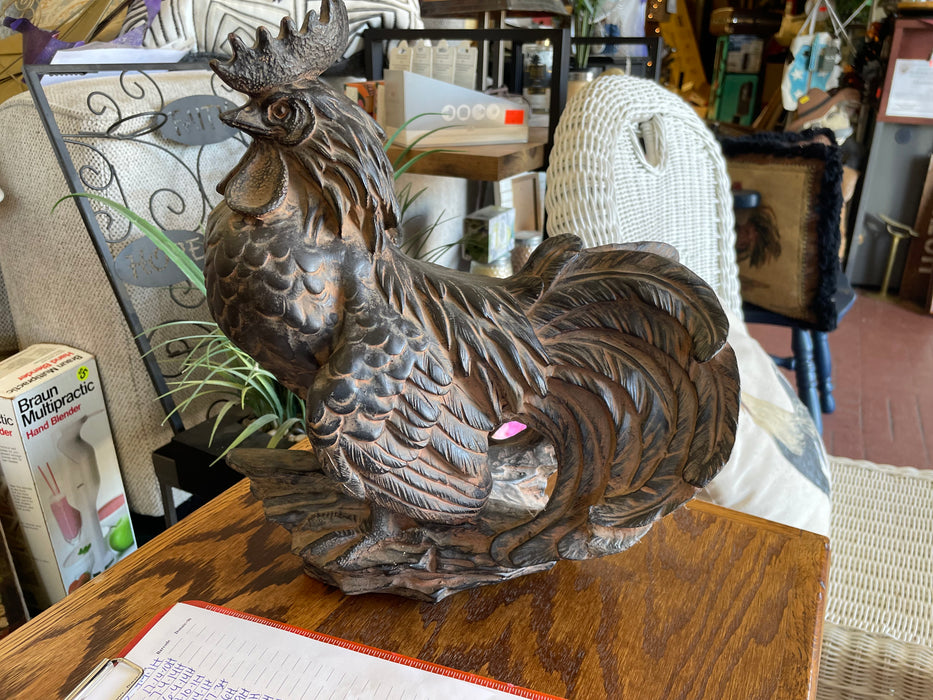 Large black rooster sculpture 33007