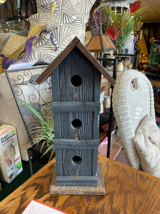 Blue wood bird house decor 33008