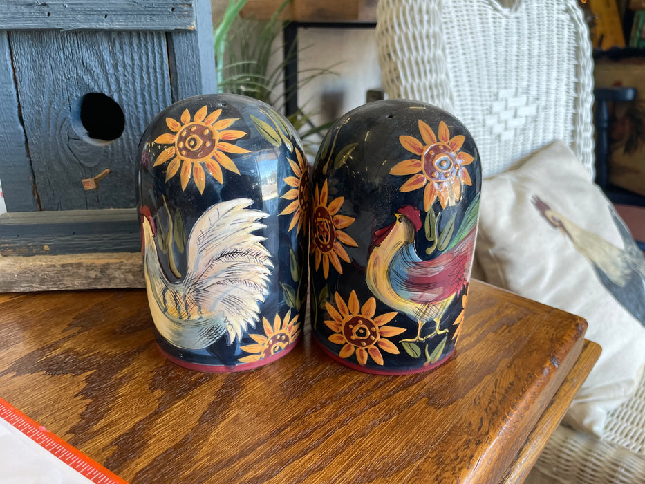 CIC china sw ceramic rooster/sunflower shakers extra large salt/pepper 2pc set 33009