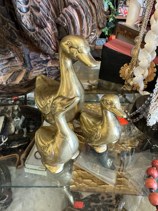 Vintage brass duck figurine 3pc set 33012