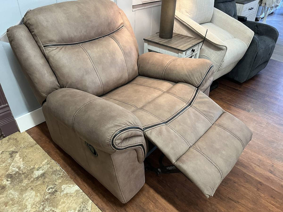 Sawyer glider recliner taupe medium brown NEW CO-602336
