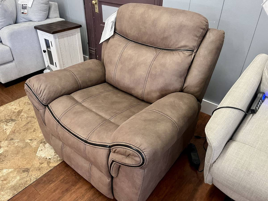 Sawyer glider recliner taupe medium brown NEW CO-602336
