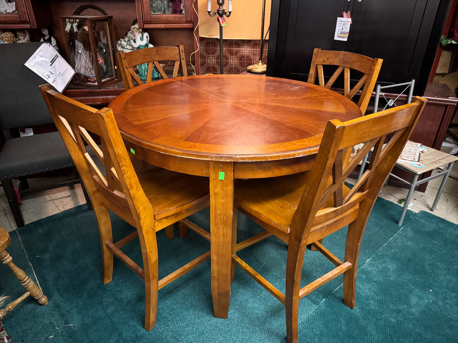 Counter height wood kitchen or dining table with 4 chairs 5pc set 33231