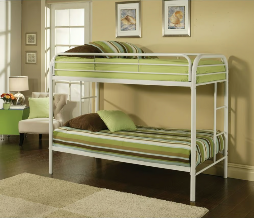 Thomas twin over twin white metal bunk bed NEW AC-02188