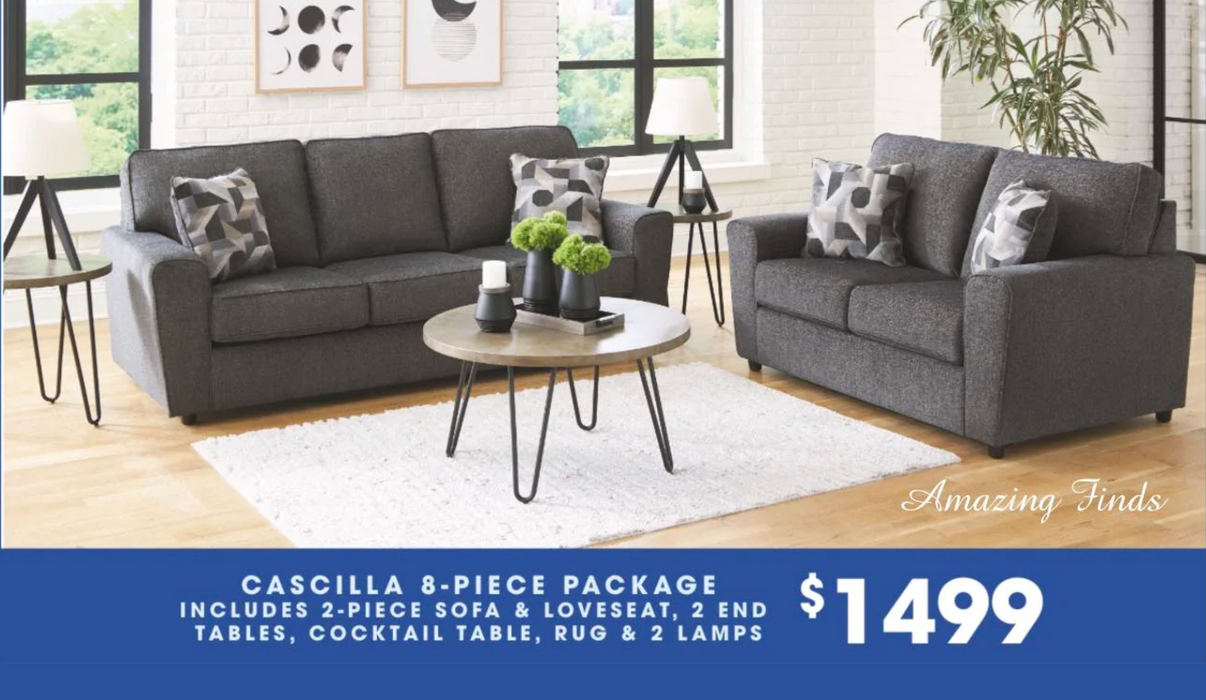 Cascilla Sofa Loveseat 8-Piece Living Room Package NEW AY-2680438P8