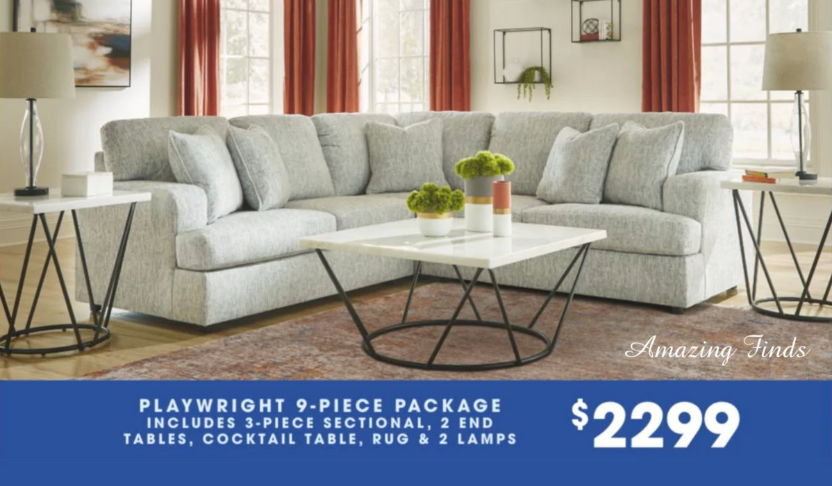 Playwrite sectional sofa 9-piece living room package NEW AY-27304S2P9