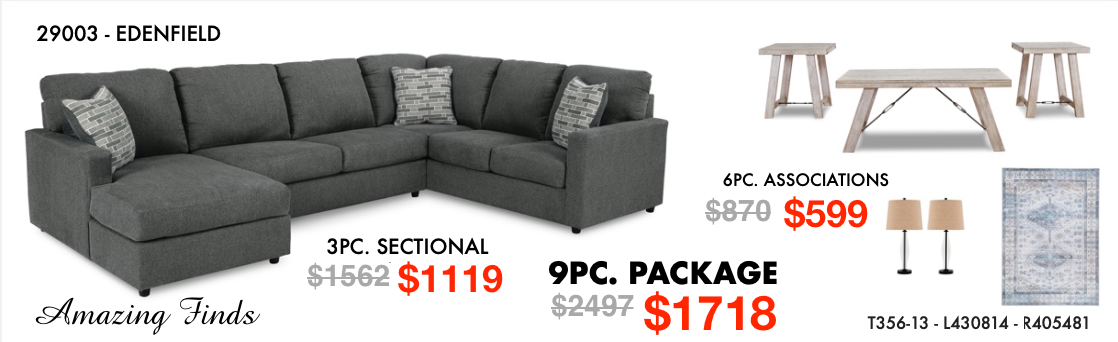 Edenfield Sectional Living Room 9-piece package NEW AY-2900348,34,17,AY-T356-13,AY-L430814,AY-R405481