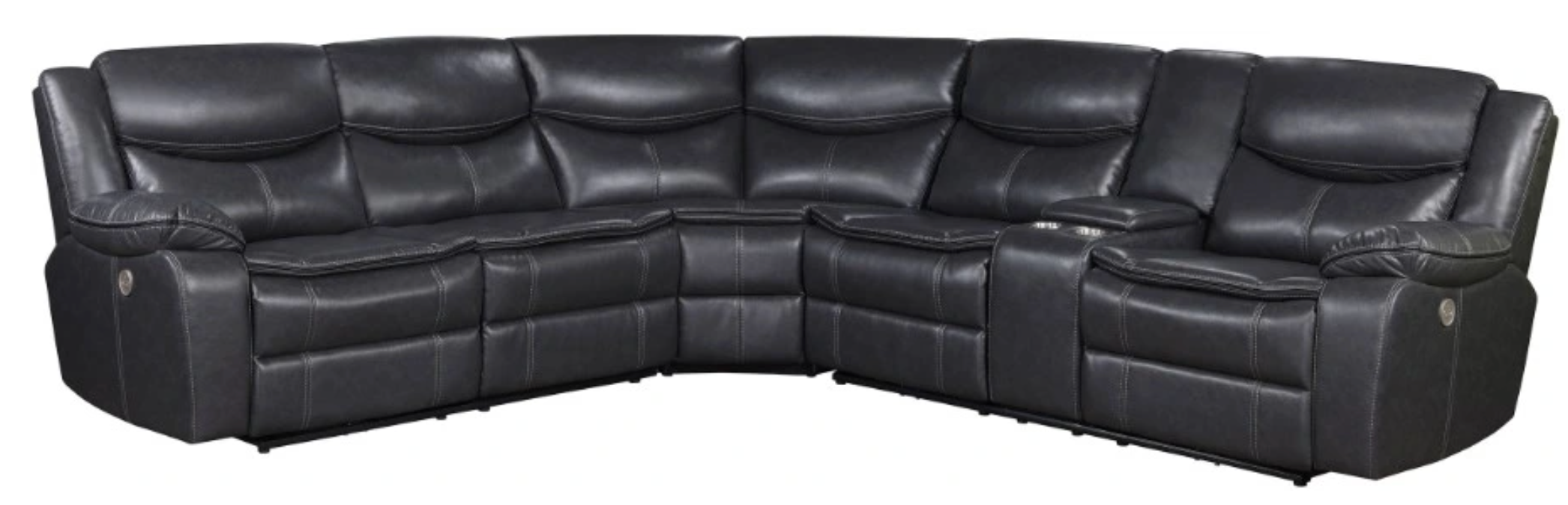 Sycamore POWER Reclining Leatherette Sectional Sofa/Couch Dark Gray/Grey NEW CO-610200P