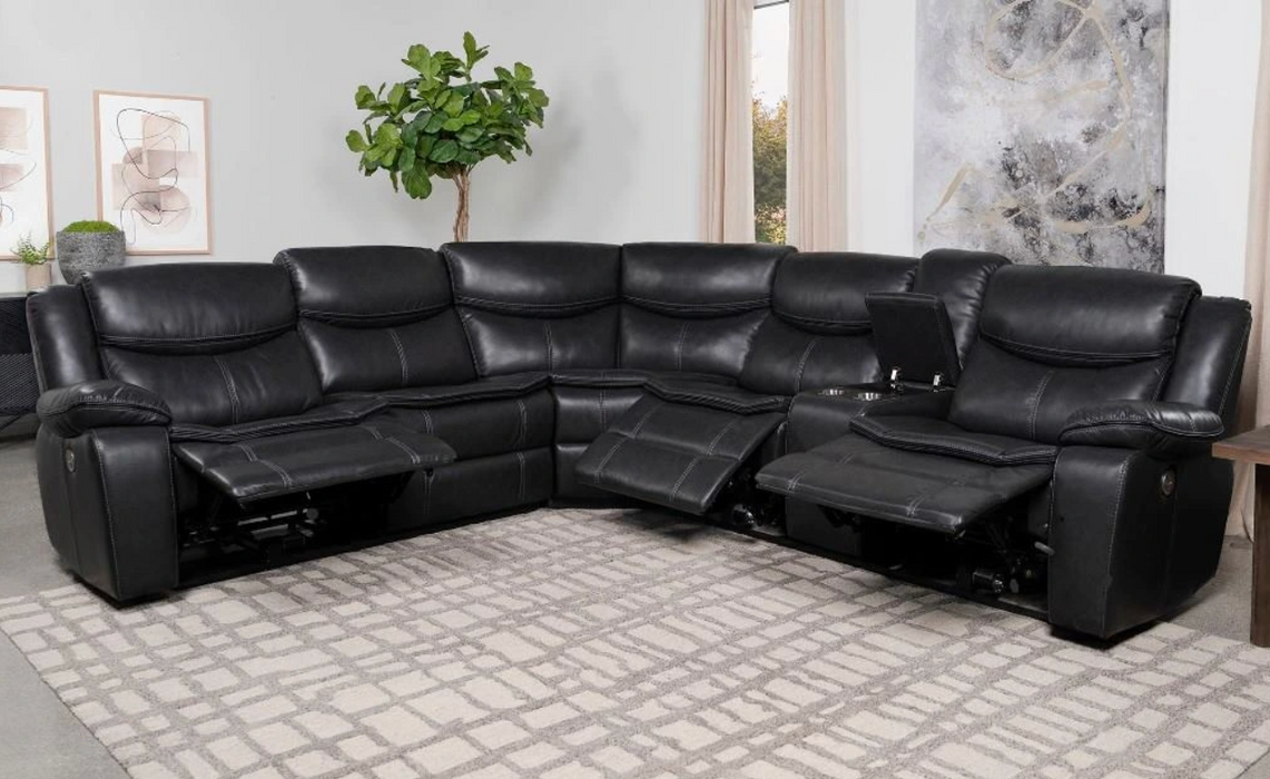 Sycamore POWER Reclining Leatherette Sectional Sofa/Couch Dark Gray/Grey NEW CO-610200P