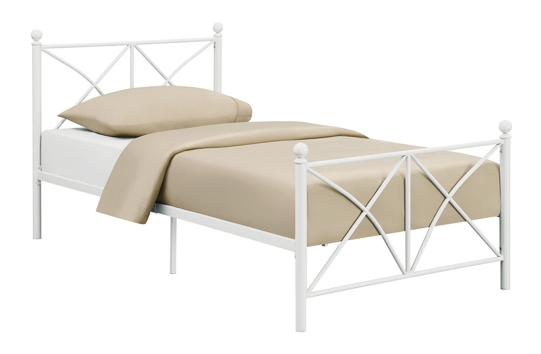 Hart full platform bed ivory finish metal NEW CO-422759F