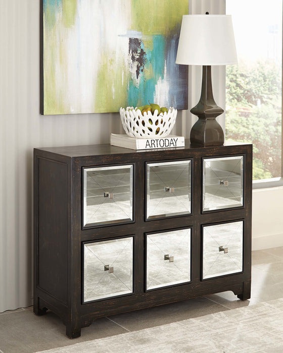 Black 6-drawer mirrored/mirror cabinet chest dresser NEW CO-950776