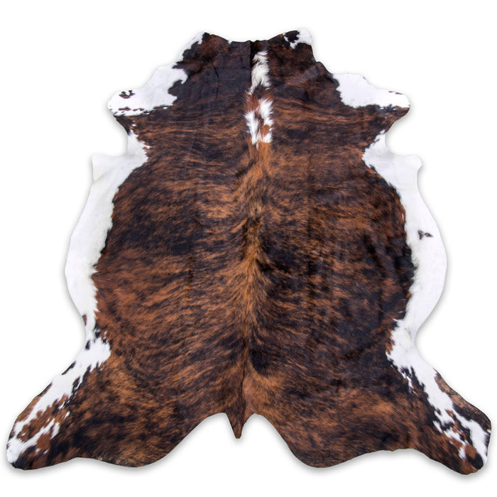 Brindle with white belly cowhide rug Large: 5x6ft