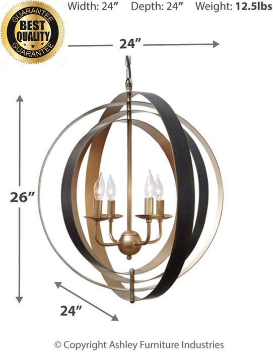 Makani Metal Pendant Light Black/Gold Hanging Lamp Chandelier NEW AY-L000958