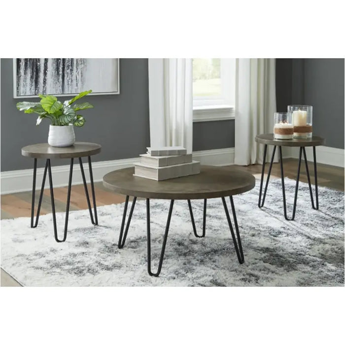 Hadasky Two-Tone Brown/Black Coffee Table and 2 End Tables 3pc Set NEW by Ashley