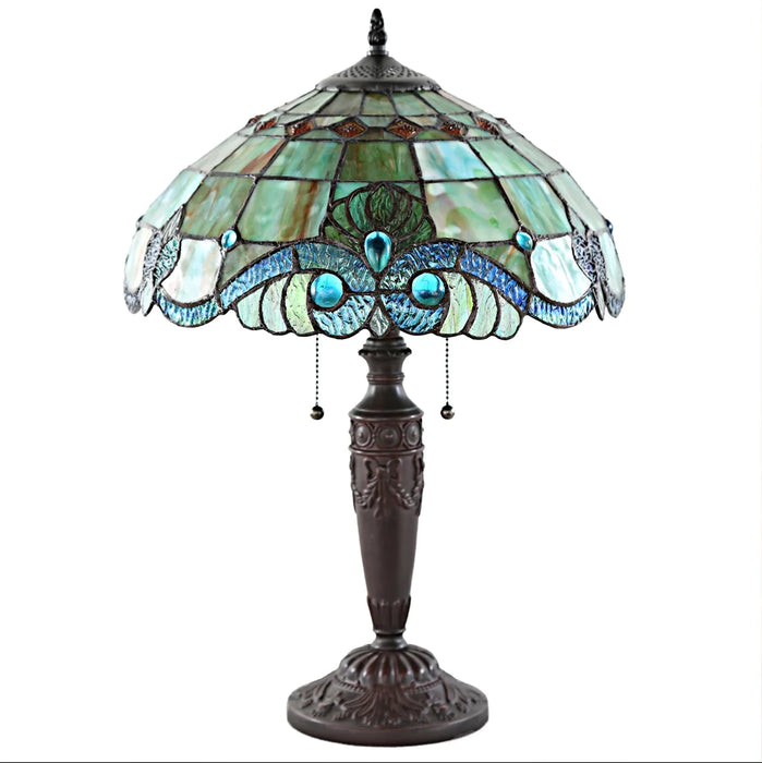 Jasmine Blue Stained Glass Table Lamp RG-10836