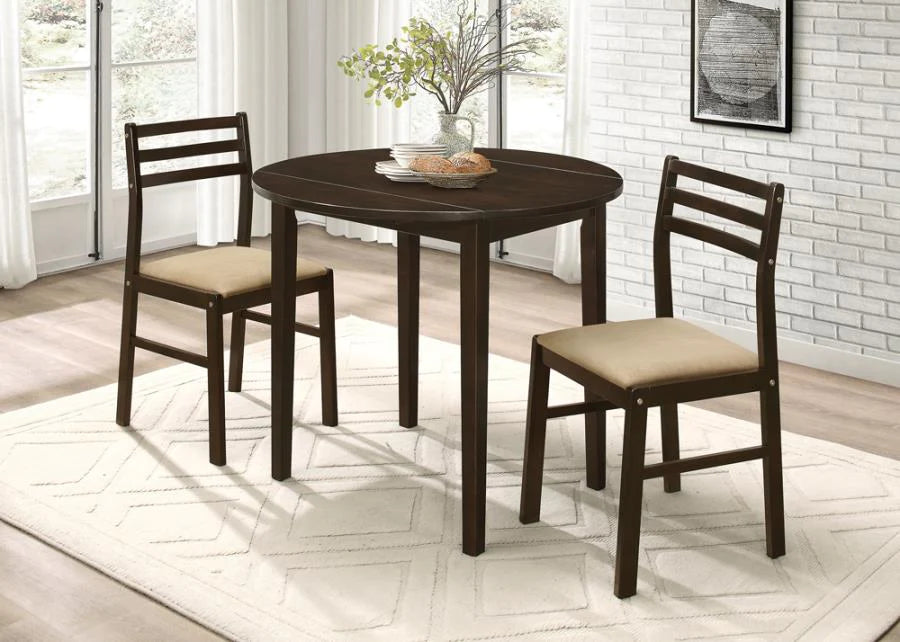 Dining table drop leaf 2 chairs cappuccino finish NEW CO-130005