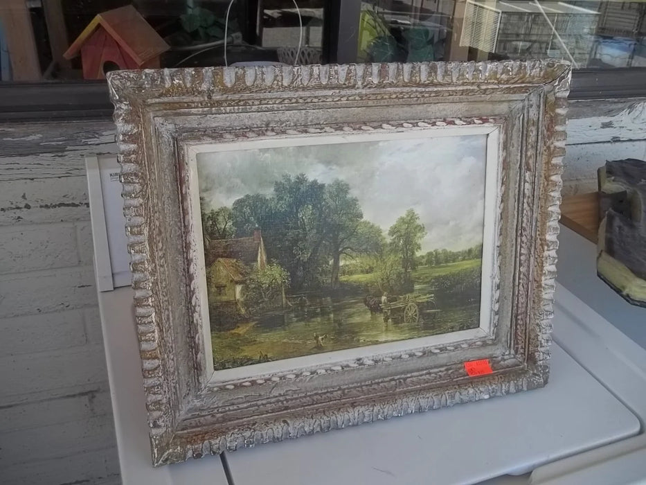 Framed oil painting country home 9307