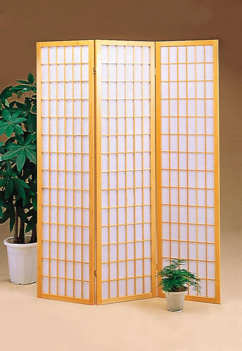 Room divider privacy screen 3 panel white/natural finish NEW CO-4621