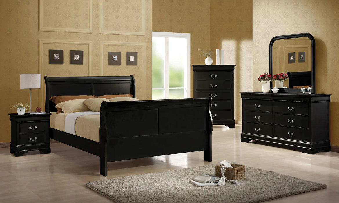 Louis Philippe sleigh bed black NEW CO-203961Q