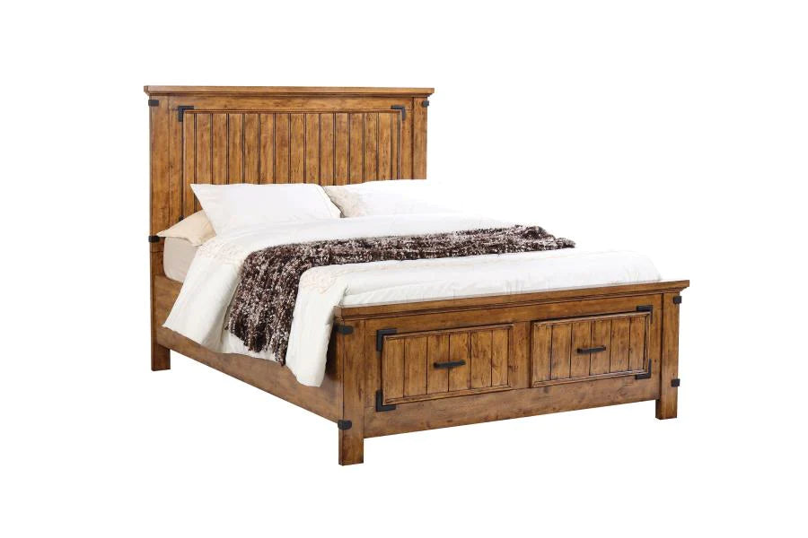Brenner queen storage platform bed with 2 dovetail drawers rustic honey NEW CO-205260Q