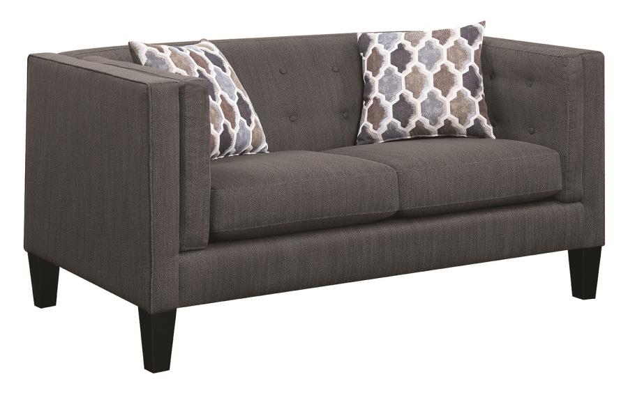 Sawyer modern loveseat with track arms NEW by Scott Living, Coaster CO-506192