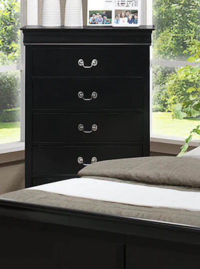 Louis Philippe 5-drawer chest of drawers dresser black NEW CO-212415