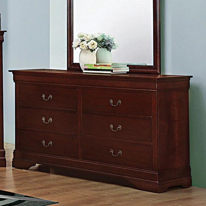 Louis Philippe 6-drawer dresser red brown cherry NEW CO-203973