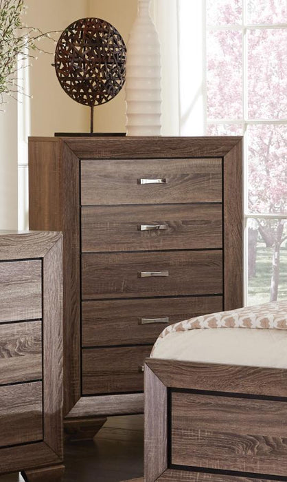 Kauffman 5-drawer chest dresser gray brown NEW CO-204195
