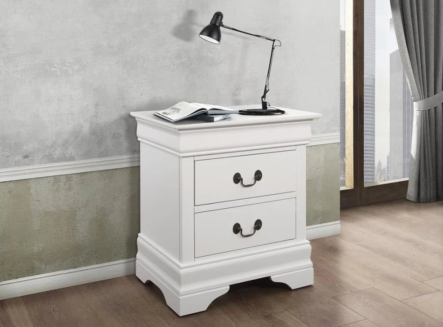 Louis Philippe 2-drawer nightstand white NEW CO-204692