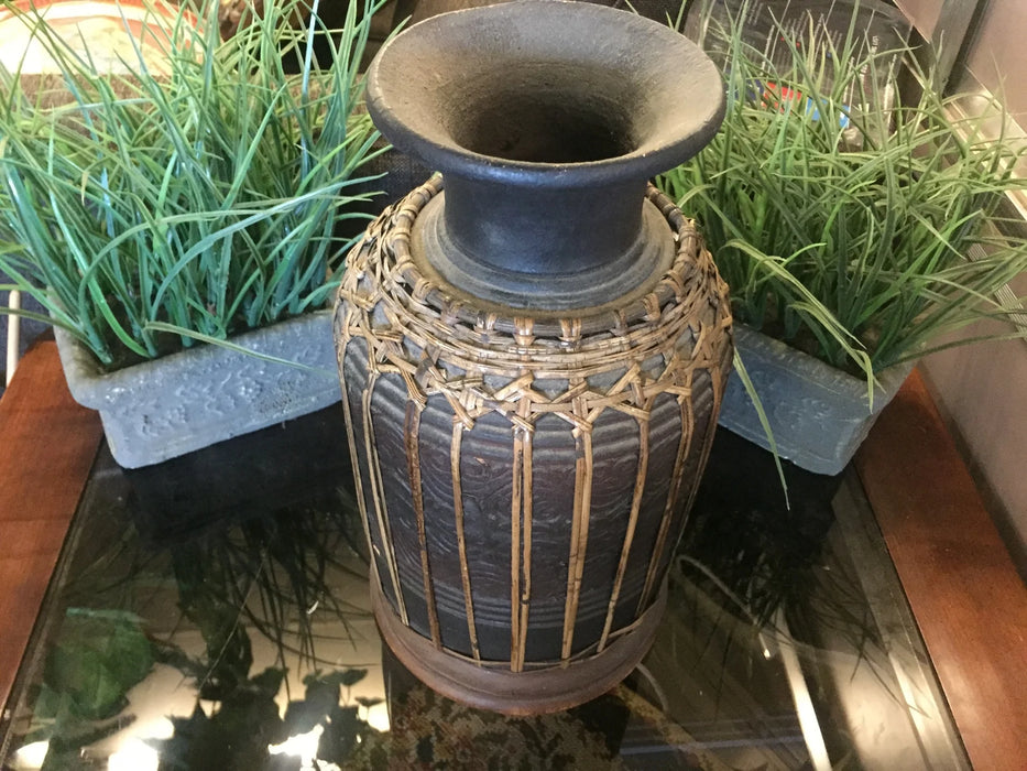 Antique Vintage Decorative Wood/ Clay Brown Vase 20210 121