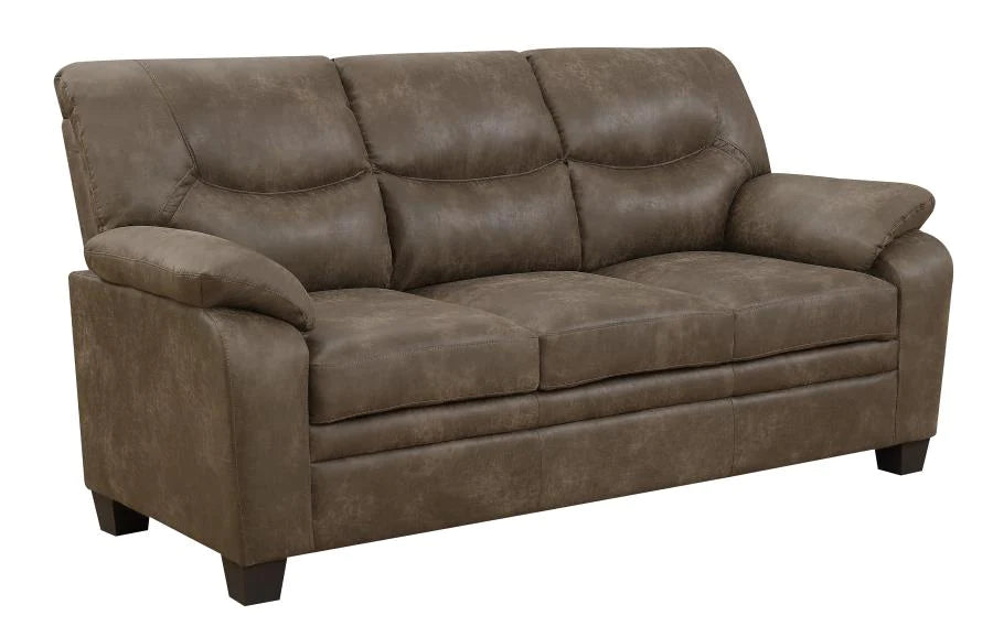 Meagan upholstered sofa brown with pillow top arms SPECIAL ORDER NEW CO-506561