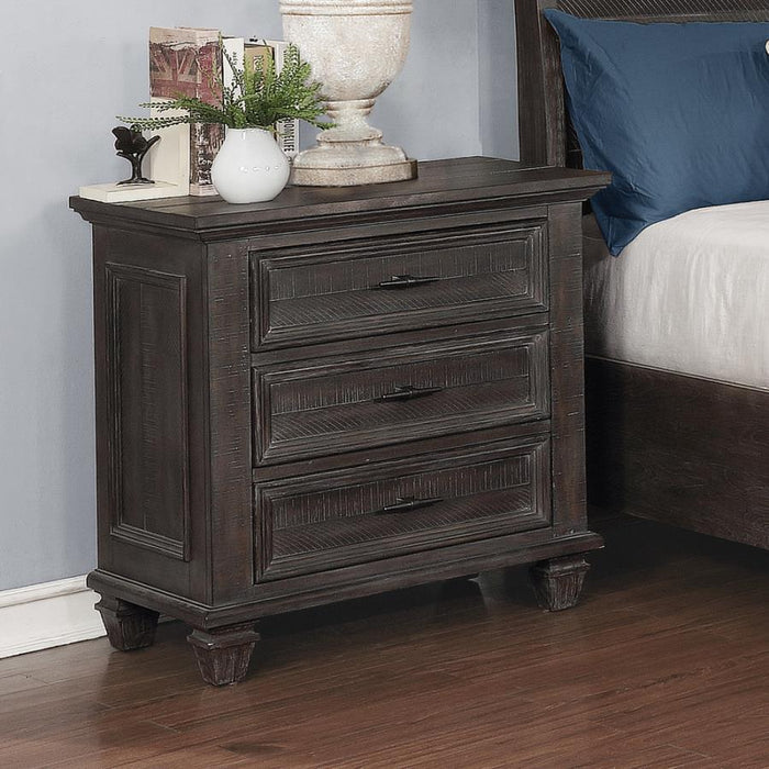 Atascadero 3-drawer nightstand weathered carbon grey/gray finish NEW CO-222882