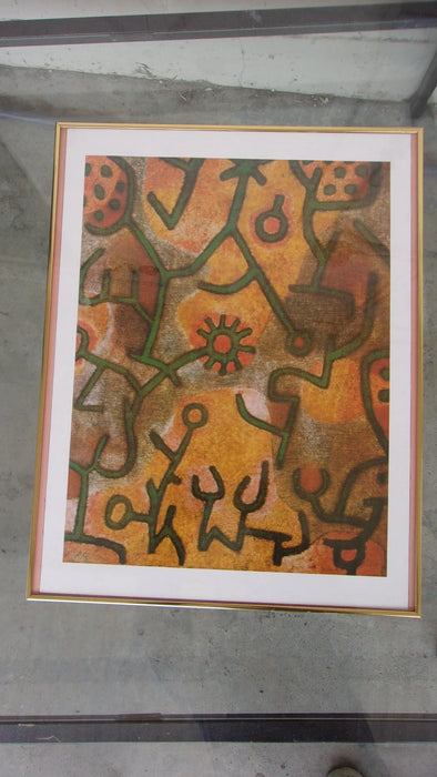 Gold framed litho print strange pattern 16217