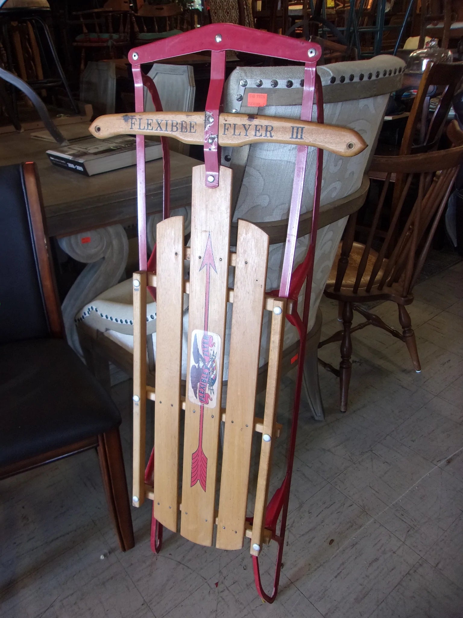 Flexible Flyer snow sled with red metal legs 16988 display picture 1