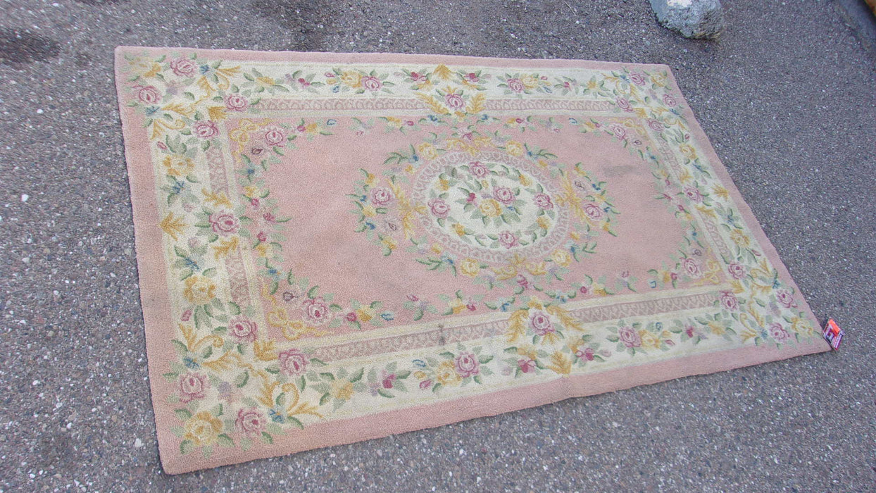 Wool rug 5x3 pink 16246