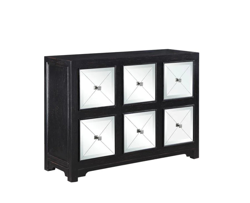 Black 6-drawer mirrored/mirror cabinet chest dresser CO-951768