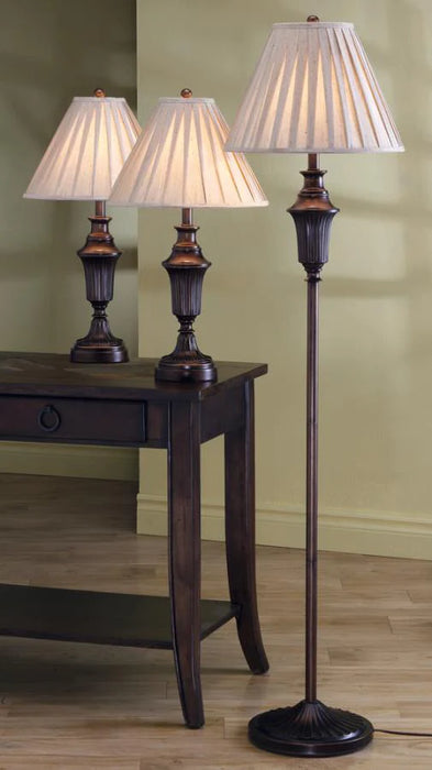 3pc set floor lamp, 2 table lamps NEW CO-901147