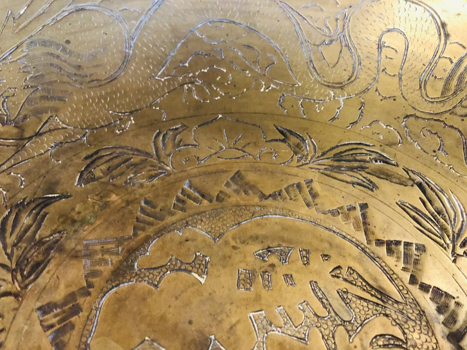 Large brass platter with design 18608
