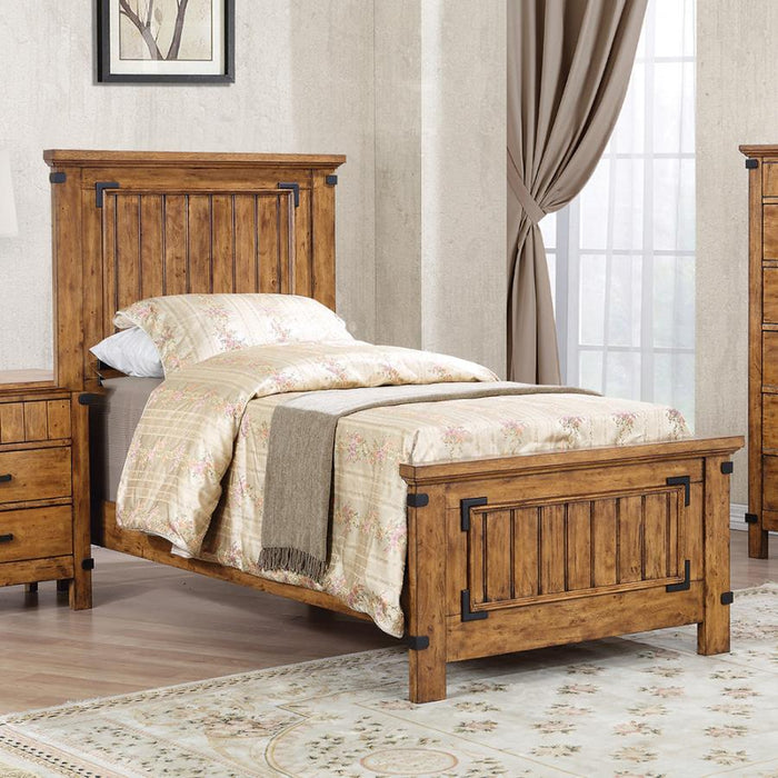 Brenner twin panel bed rustic honey finish NEW CO-205261T