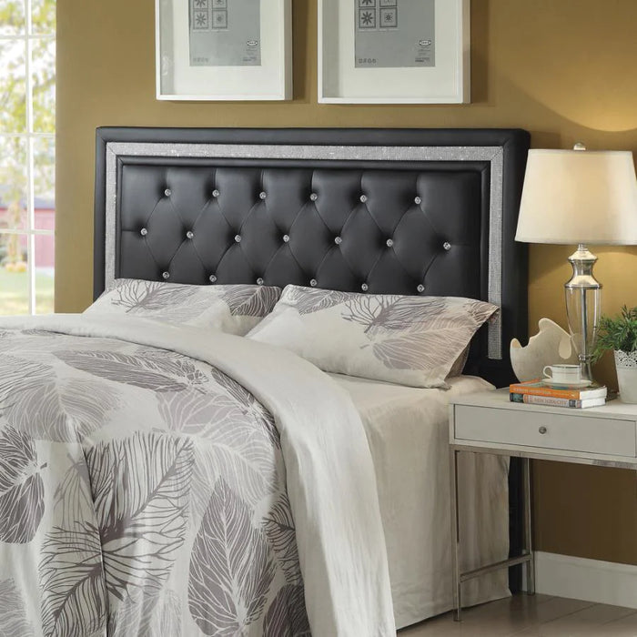Andenne headboard upholstered tufted black glam queen/full NEW CO-300544QF