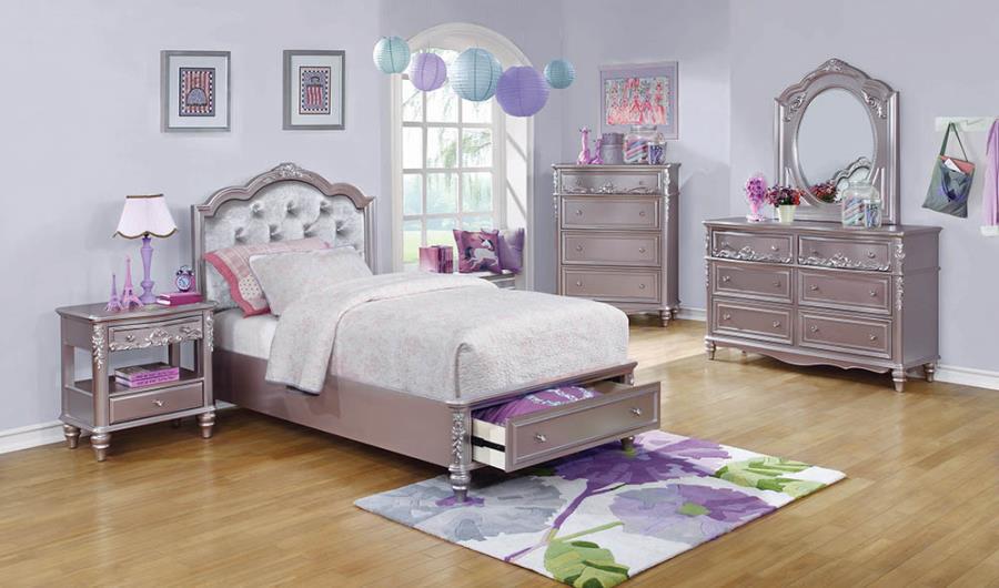 Caroline twin storage platform bed metallic lilac NEW, SPECIAL ORDER CO-400891T-SO