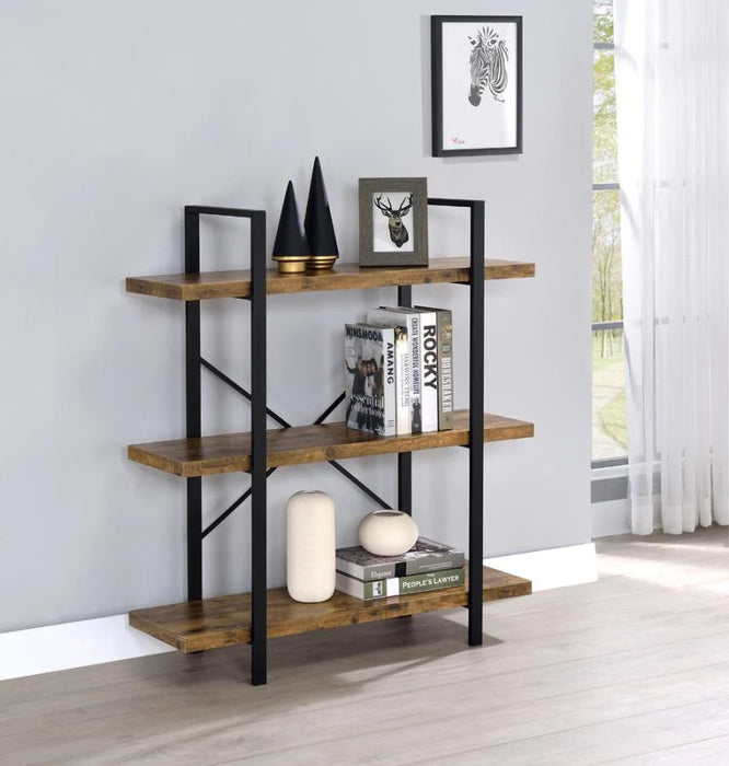 Bookcase 3-tier display shelf black/oak finish NEW CO-805805