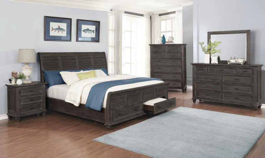 Atascadero 5pc bedroom set w/ platform bed queen, nightstand, dresser, mirror, chest grey/gray finish NEW CO-222880Q-S5