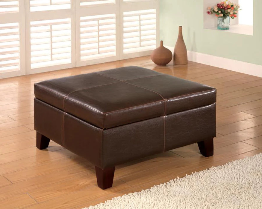 Cube storage ottoman dark brown leatherette NEW CO-501042