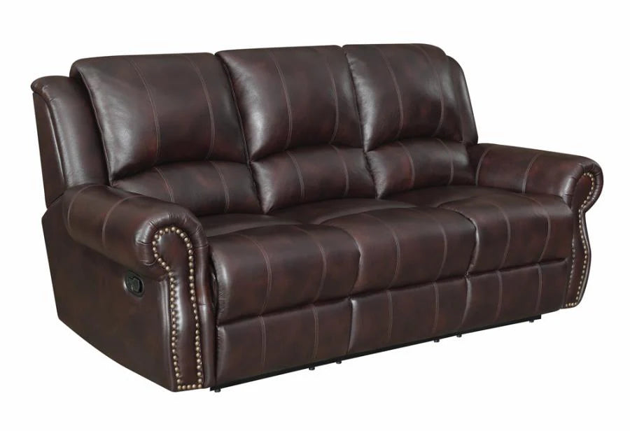 Sir Rawlinson top grain leather reclining nail studded sofa NEW, SPECIAL ORDER CO-650161-SO