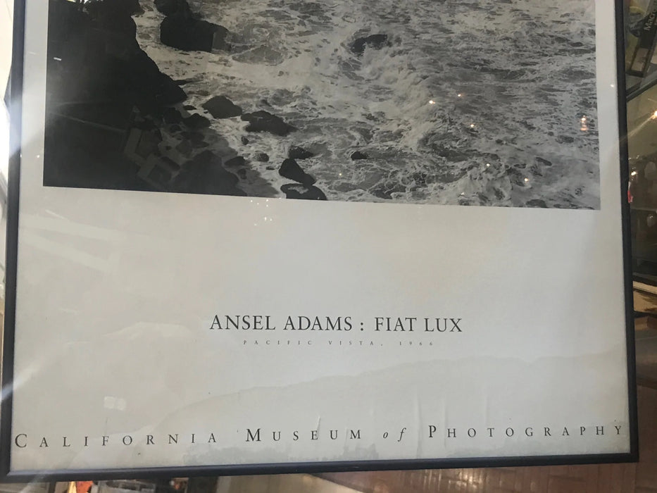 Ansel Adams: Fiat Lux framed picture black/white ocean waves 17903